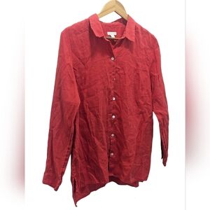 J. Jill 100% Linen Red Button Down Size M